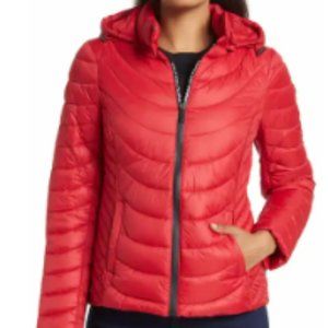 - BNWT Michael Kors Contrast Packable Hooded Down Jacket X-Large, CRIMSON
